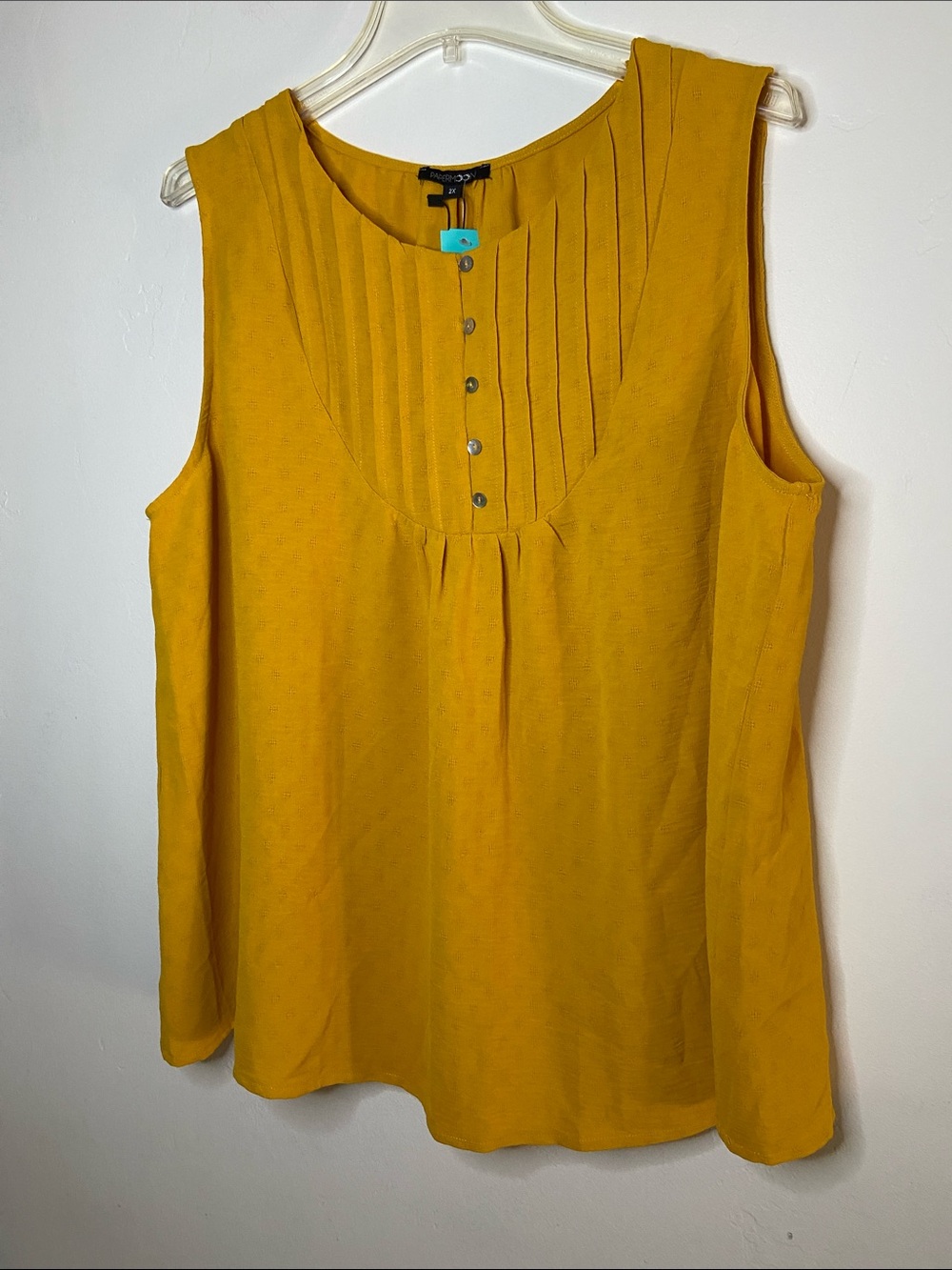 Papermoon Mustard Yellow Pleated sleeveless top